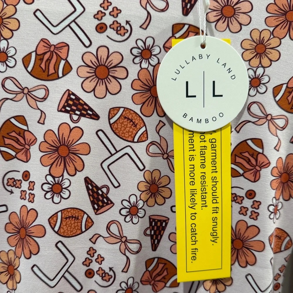 Football Floral Bamboo Zippy by  Lullaby Land Bamboo size 12-18 monthsNWT - Picture 2 of 2